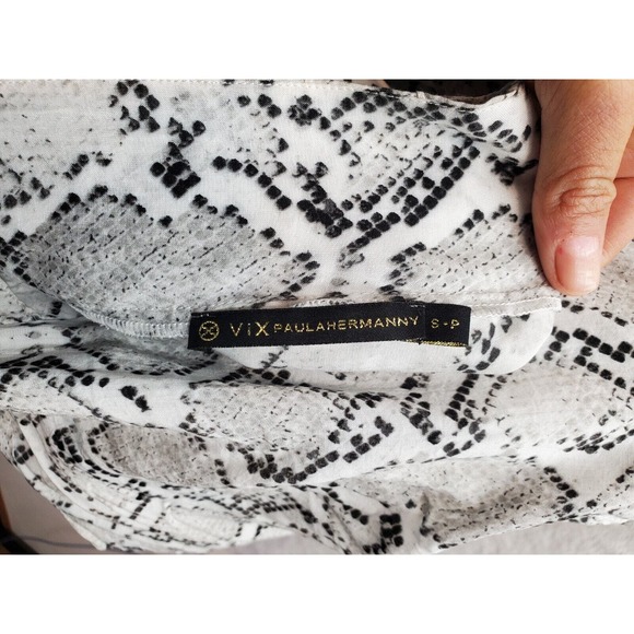 VIX Paula Hermanny Cover Up Women Small White Snake Print Sleeveless V Neck Logo - Picture 10 of 11